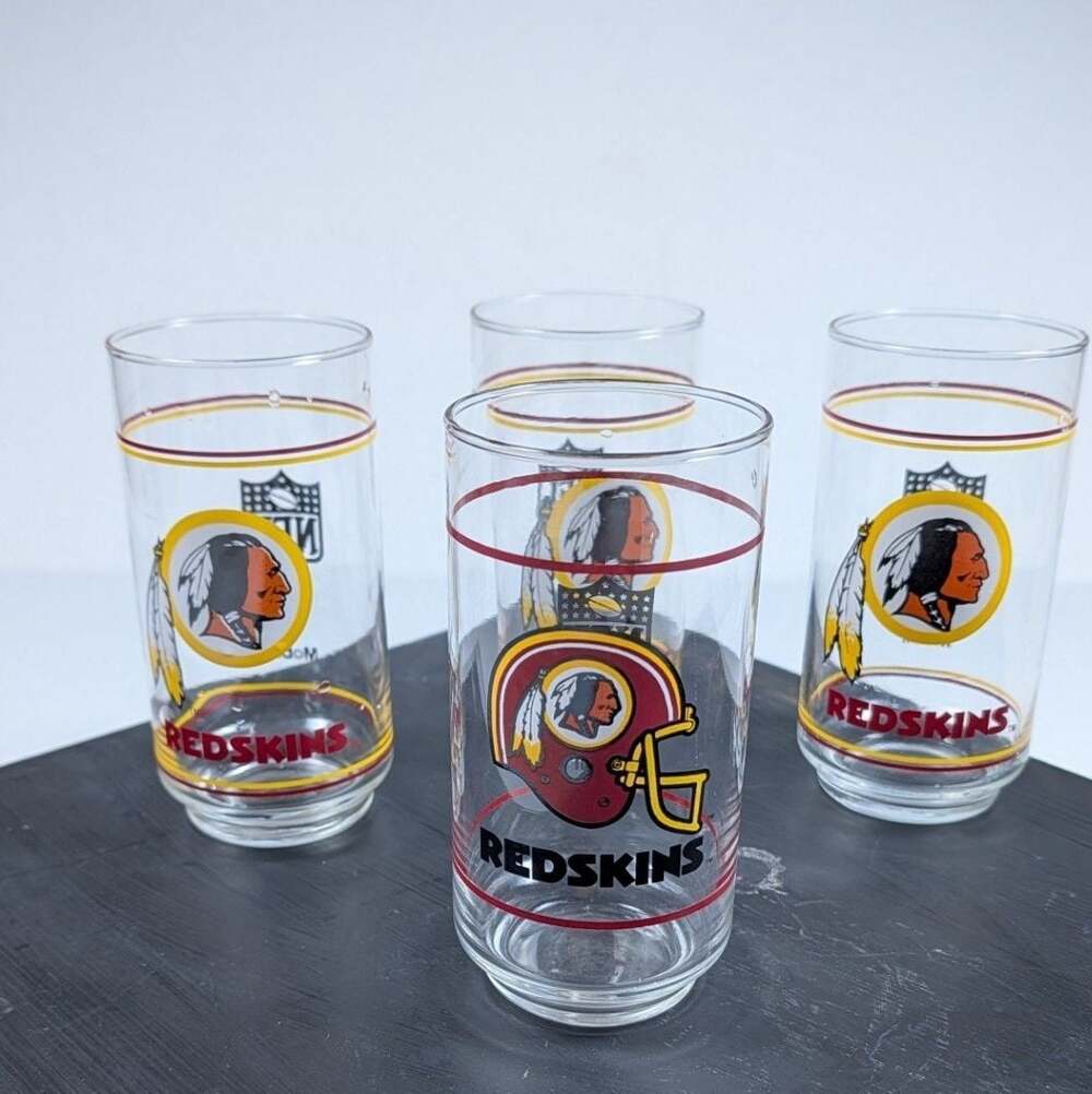 Vintage Libby Redskins NFL 16 oz Drinking Glasses Set of 4